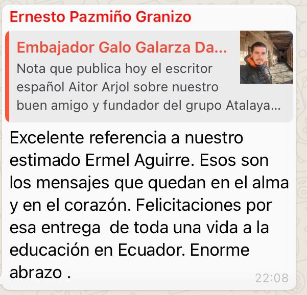Ernesto Pazmino comentario